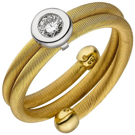 Colfem Ring 750 Gelbgold, Weißgold bicolor matt, Diamant Brillant, Damen, Größe 60 - Bild 1