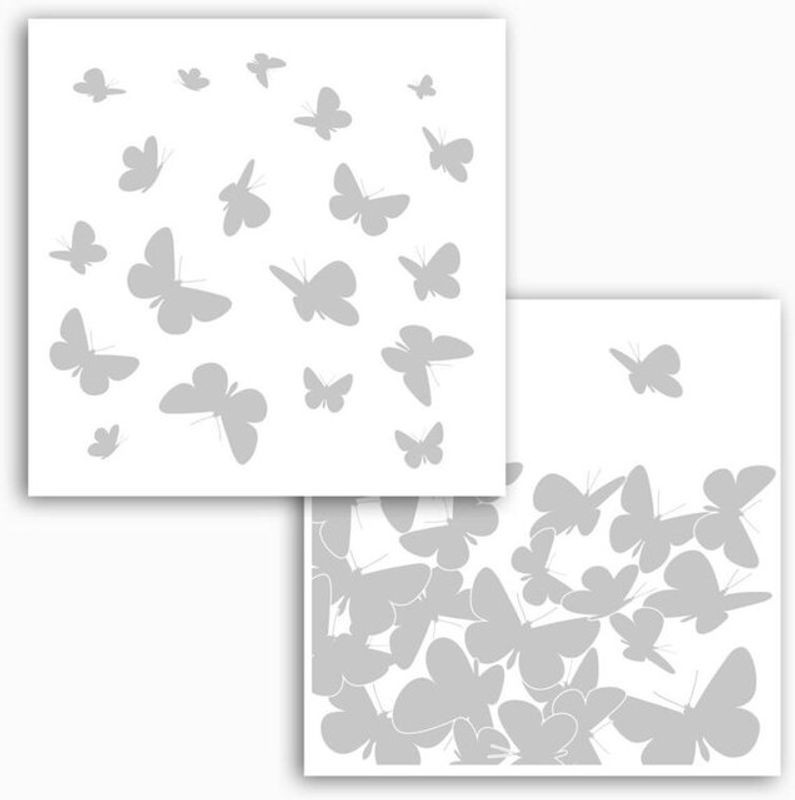 Komar Fenstersticker Schmetterlinge in Grau und Weiß mit floralem Naturmotiv, B/H: 31 x 31 cm - Bild 1
