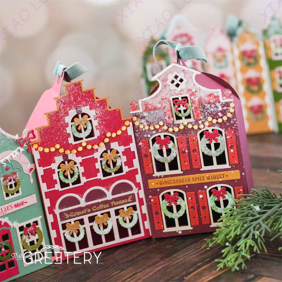 Market Place Holiday Cocoa Cozy Metall-Stanzformen und Silikonstempel Set für DIY Scrapbooking und Albumgestaltung, Mehrfarbig - Bild 2