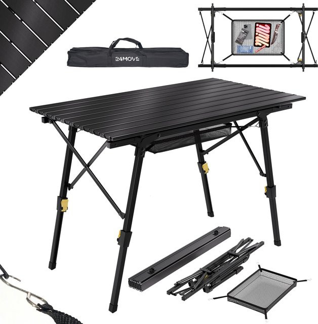 24MOVE Campingtisch aus Aluminium, höhenverstellbar und klappbar, Anthrazit, B: 90 cm, T: 51,5 cm, H: 66 cm - Bild 2