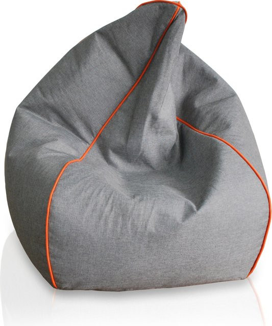 KINZLER Sitzsack in Leinenoptik mit Neon-Piping, Farbe Anthrazit - Bild 1