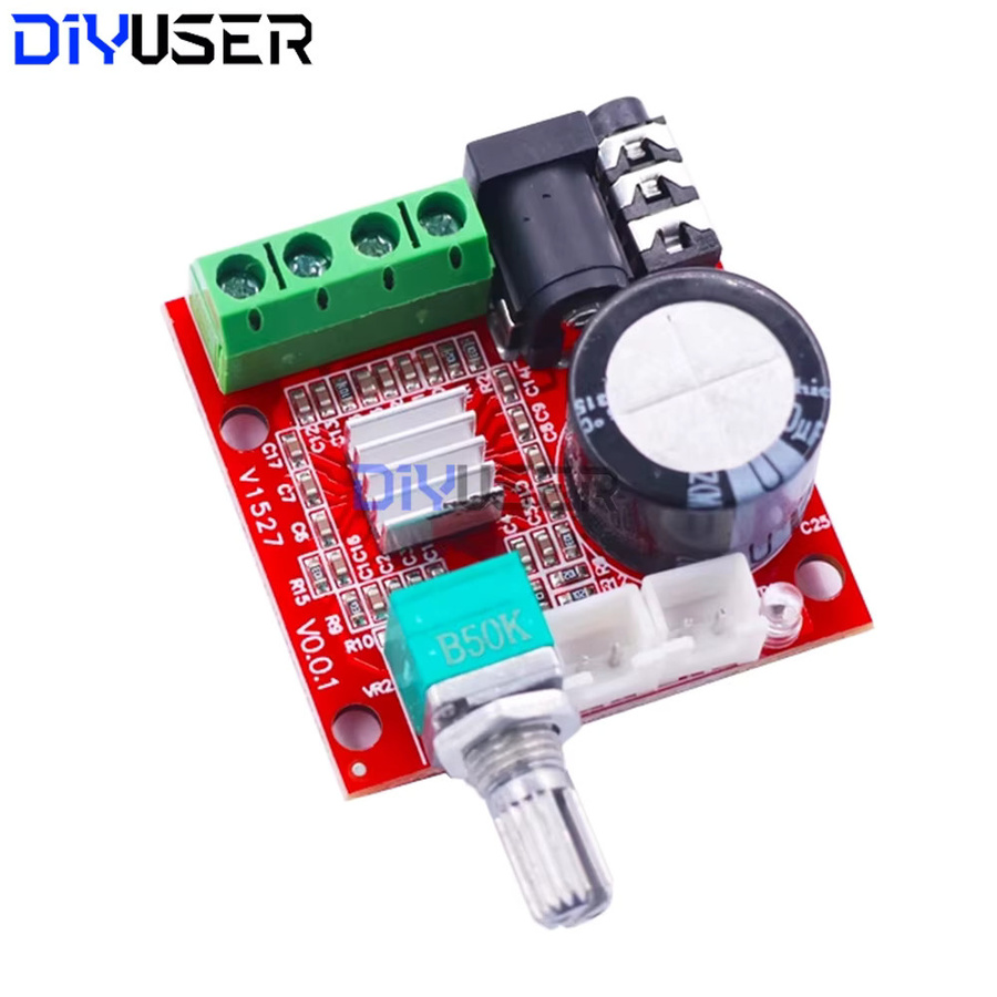 DIYUSER PAM8610 Mini Class D Verstärkerplatine 12V Stereo Audio Amp 2x7W RMS für Lautsprecher - Bild 2