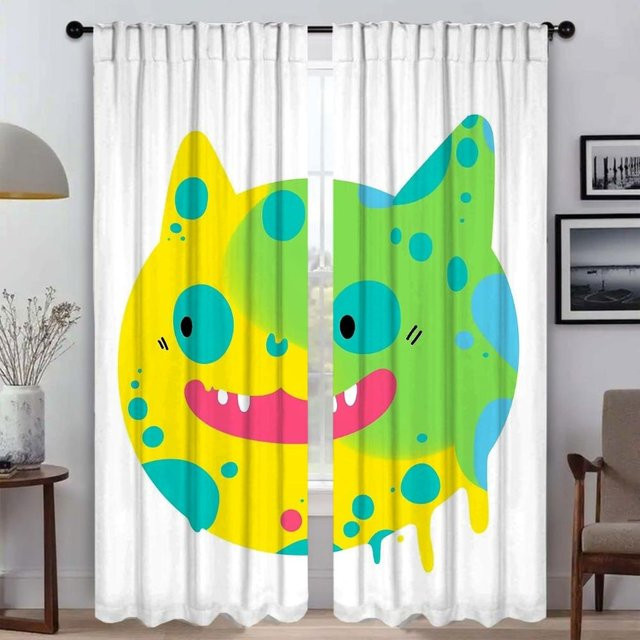 Lustige Katze Verdunkelungsvorhänge für dein Zimmer, 2 Paneele, Mehrfarbig, Breite: 50 cm, Höhe: 70 cm - Bild 1