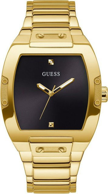 Guess Herrenuhr, Quarz, Edelstahl, Schwarz, Gold, 44 mm - Bild 1