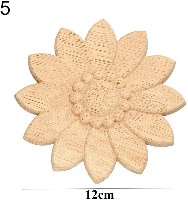 Dekorative Blumenholzschnitzerei aus Kautschukholz in Beige als Eckapplikation für Rahmen und Wandgestaltung - Bild 1