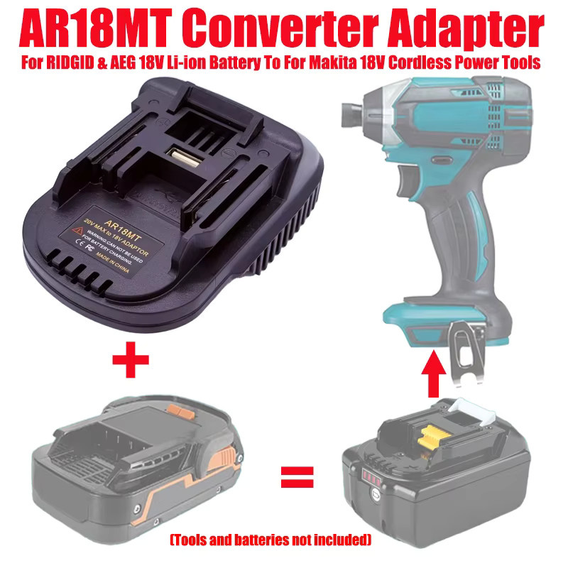 ALASICKA Akku-Adapter für Aeg/Ridgid 18 V Lithium-Akku, schwarz, kompatibel mit Makita, Dewalt, Bosch und Milwaukee 18 V 20 V Elektrowerkzeugen - Bild 2