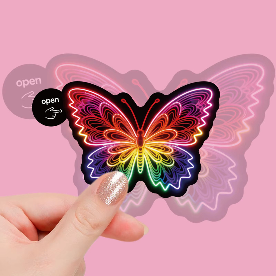 Neon-Regenbogen-Schmetterlings-Doodle-Aufkleber in Multicolour für Kinder, DIY-Schulbedarf und Notebooks, 50 Stück - Bild 3