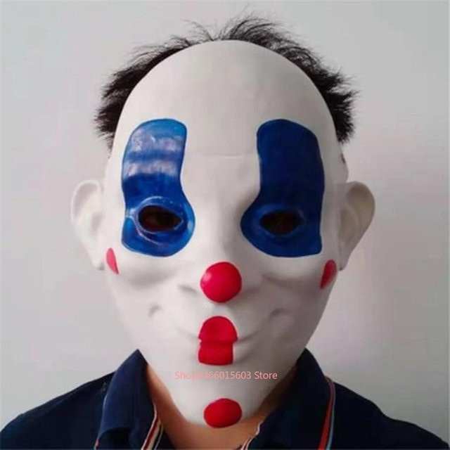 Bankräuber Joker Maske, Clown Maskerade, Latexmaske, Weiß, Zubehör - Bild 1