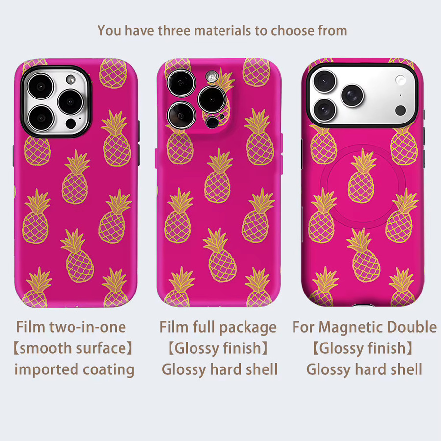 Potdemiel Handyhülle mit rosa Ananas-Muster für iPhone 17 16 15 14 13 Pro Max Plus, robuste Ein- und Doppelschicht-Schutzhülle - Bild 2