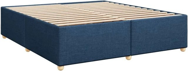 vidaXL Bettgestell aus Kiefernholz und Stoff in Blau B/T/H: 200 x 200 x 46 cm - Bild 1
