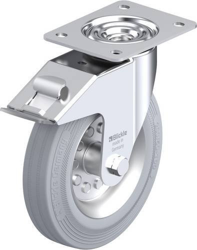 Blickle Lenkrolle LE-VE 200R-FI-SG mit Feststeller, silber, Rad-Durchmesser: 20 cm, Tragfähigkeit: 205 kg - Bild 1