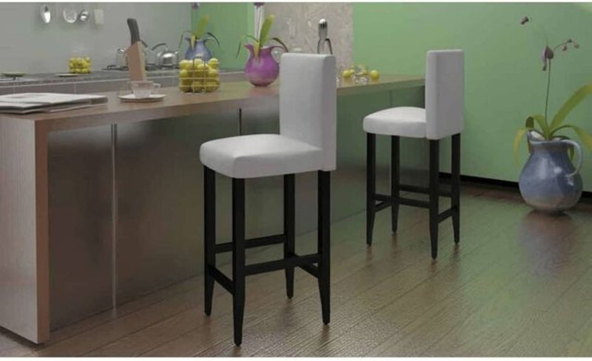 Vidaxl Barhocker 6er Set aus Kunstleder in Weiß Modern Klassisch - Bild 1