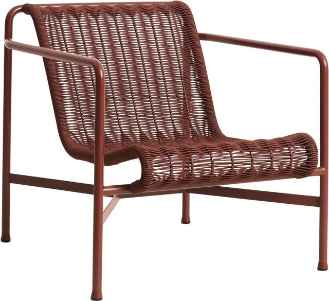 HAY Palissade Cord Lounge Chair Low in Rot mit Stahlrahmen und recycelter Polyesterschnur - Bild 1