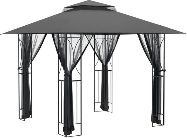 vidaXL Pavillon mit Seitenwänden aus Stahl und Polyester in Anthrazit, B/T/H: 300 x 300 x 270 cm - Bild 1