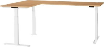 Schäfer Shop Genius Winkelschreibtisch Modena Flex, elektrisch höhenverstellbar, Buche/weiß, B: 200 cm, T: 200 cm - Bild 1