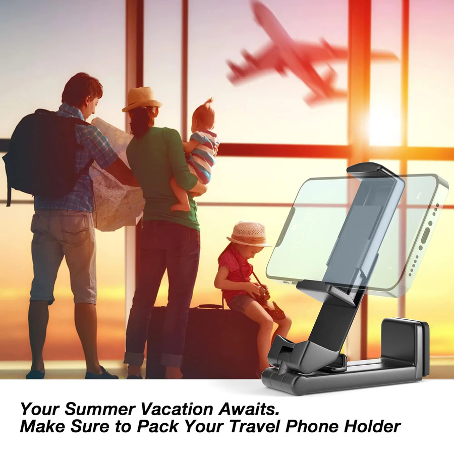 Universal Mount Flugzeug Handyhalter für Reisen, faltbarer und verstellbarer Telefonständer mit Schreibtischklemme in Grün - Bild 3