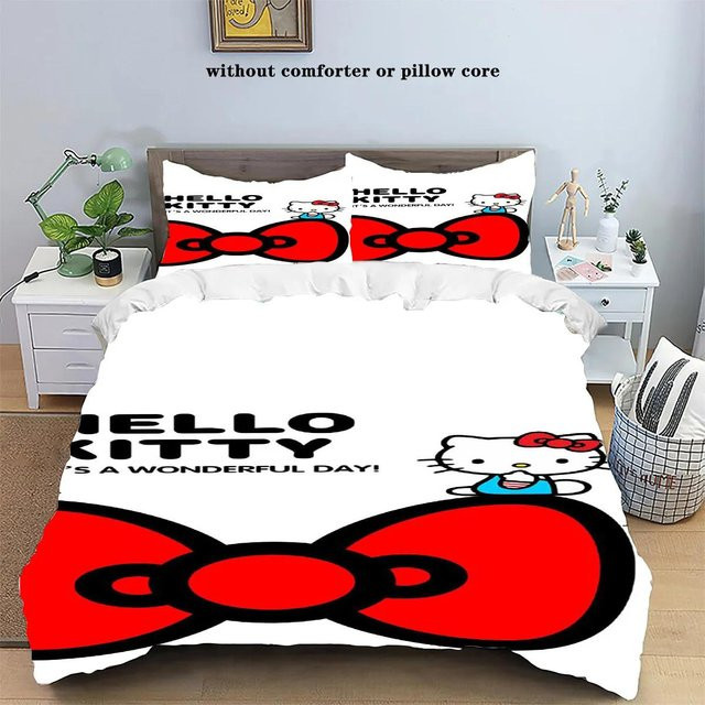 Lodestar Hello Kitty Bettwäsche-Set aus Mikrofaser, 2-teilig, Weiß, B/H: 135 x 200 cm - Bild 1
