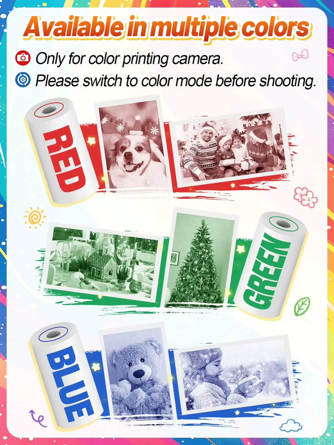 MrLabel BPA-freies Fotopapier für Kinder-Sofortbildkameras mit Acryl-Markierungsstiften, Format: 57 x 25 mm - Bild 2