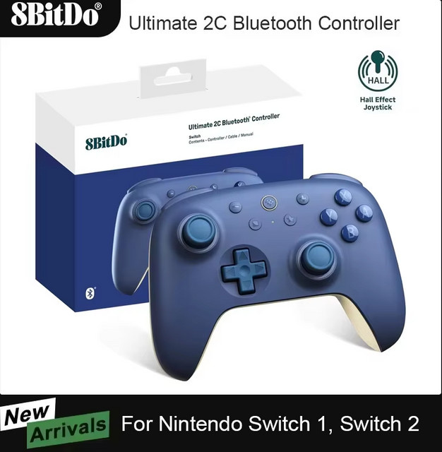 8Bitdo Ultimate 2C Bluetooth-Controller für Nintendo Switch mit herausnehmbaren L4/R4-Stoßstangen in Pink oder Blau - Bild 1