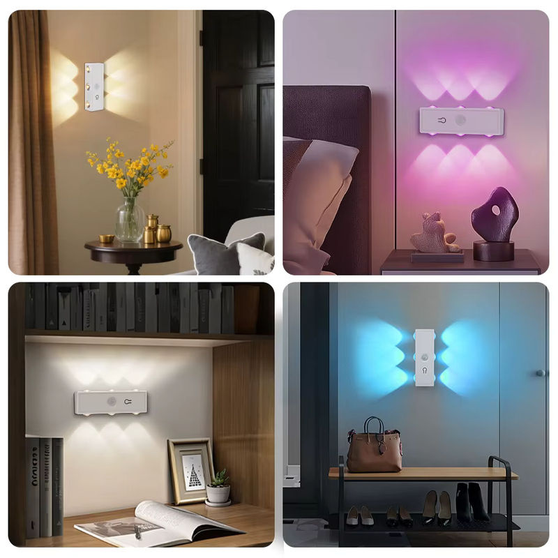 AVACOM LED Nachtleuchte mit Bewegungssensor und RGB-Farben, USB wiederaufladbare magnetische Wandleuchte mit Touch-Dimmung für Treppe und Schlafzimmer, Weiß - Bild 2