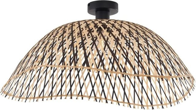 QAZQA Alka Art-Deco-Deckenleuchte aus Bambus in Schwarz mit organischer Form, Durchmesser: 60 cm - Bild 1
