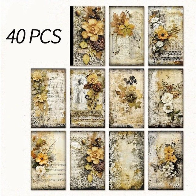 40 Stück Vintage-Materialpapier in Multicolour für Scrapbooking, Tagebuch und DIY-Bastelprojekte - Bild 1
