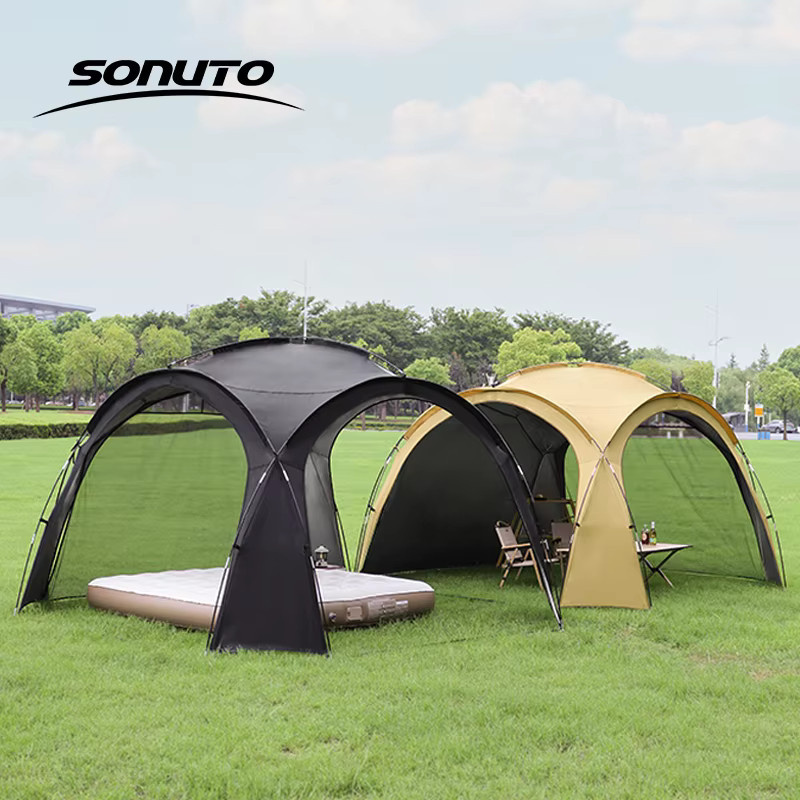 Sonuto Campingzelt für 8–13 Personen in Schwarz, wetterfestes Outdoor-Zelt mit integrierter Auto-Markise und Mückenschutz, faltbarer Familien-Pavillon - Bild 2