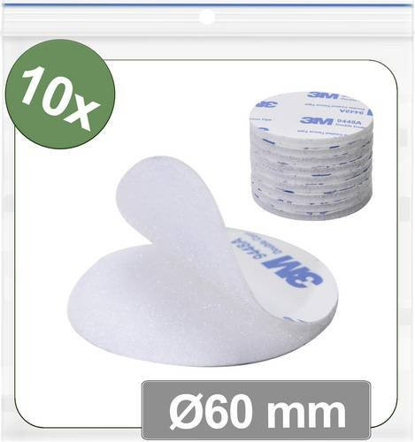 Quadrios 25CA681 Klettpunkte zum Aufkleben, Haft- und Flauschteil, Farbe: Weiß, Durchmesser: 60 mm, 10 Stück - Bild 1