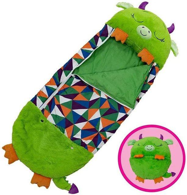 LAOHU Kinder Schlafsack mit Kissen aus weichem Plüsch im Tier-Design, Blau, B: 135 cm, H: 52 cm - Bild 1