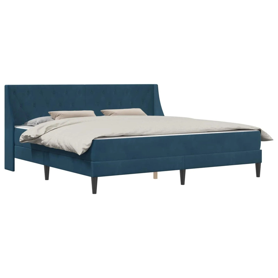 vidaXL Bettgestell mit Matratze aus Samt in Blau, 2-teiliges Set, B/T/H: 200 x 200 x 204 cm - Bild 2