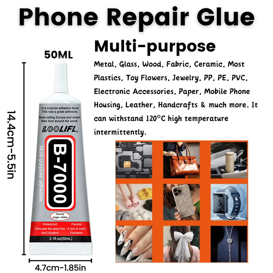 LOOLIFL B7000 Klebstoff Set, 5 Stück à 110 ml, wasserfester Reparaturkleber für Touchscreens von Mobiltelefonen, transparent - Bild 2