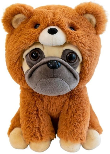 Kidsly Mops Bulldogge Shar Pei Hund Plüschtier, 25cm, Braun - Bild 1
