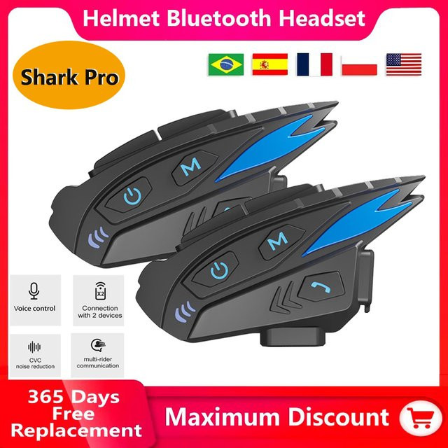 Shark Pro Bluetooth Motorradhelm-Kommunikationssystem mit CVC-Rauschunterdrückung und FM-Radio in Schwarz - Bild 1