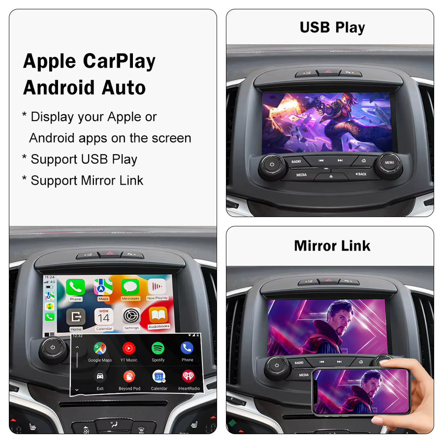 Road Top Kabelloses CarPlay für Buick Regal, Opel Insignia und LaCrosse mit 8-Zoll-Bildschirm, unterstützt Android Auto, Mirror Link und Airplay, Schwarz - Bild 2