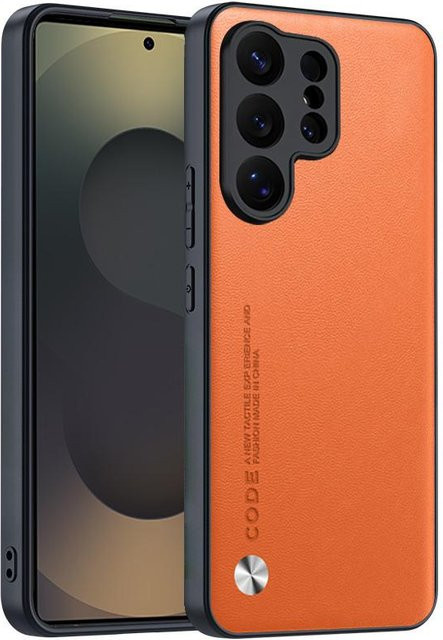 Stoßfeste Samsung Galaxy Hülle aus luxuriösem PU-Leder in Orange für Galaxy S26 Ultra, S25 und S24 Plus - Bild 1