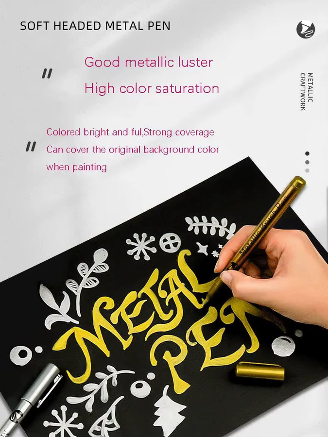 2 Stück Metallic Markierungsstifte in Gold und Silber, wasserfeste Permanent-Stifte für Stein, Keramik, Glas und DIY-Projekte - Bild 5