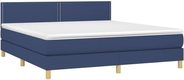 vidaXL Boxspringbett mit Matratze in Blau, Hybrid-Design mit Taschenfedern und Schaumstoff, B/T/H: 180 x 200 x 203 cm - Bild 1