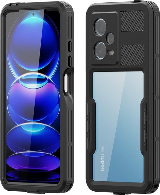 Shellbox IP68 wasserdichte Tauchhülle für Redmi Note 14, Redmi Note 13 Pro und Redmi Note 12 Pro, stoßfeste Defender-Abdeckung in Schwarz - Bild 1