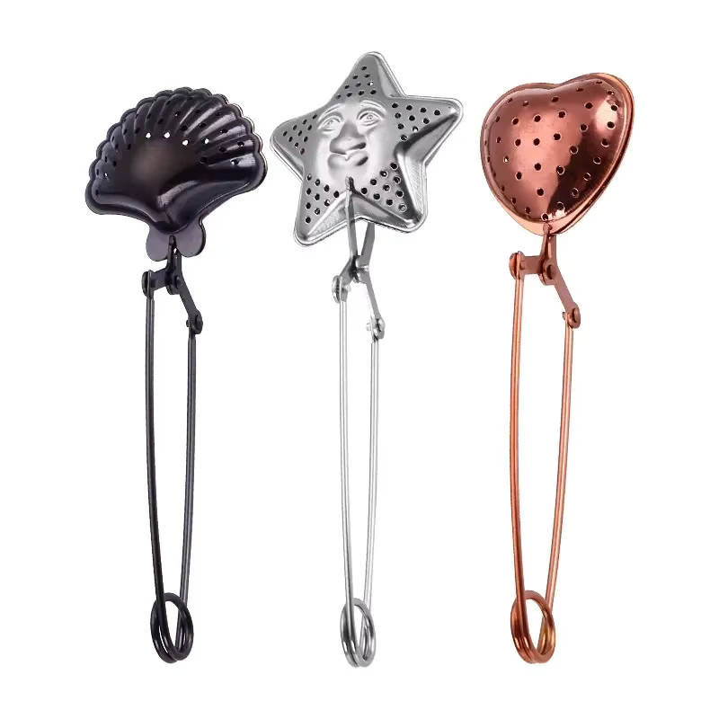Edelstahl Tee-Infuser mit feinem Mesh in Stern, Herz oder Muschel Form, Farbe Silber - Bild 2