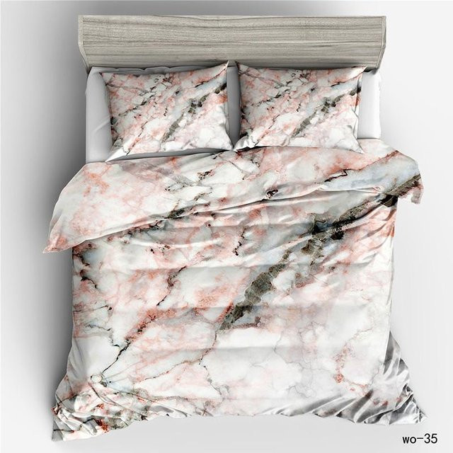 RunGrape Bettwäscheset mit Marmorprint in Weiß, Nordisches Design aus Mikrofaser, B/H: 240 x 220 cm - Bild 1