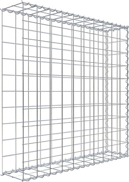 Gabiona Gabione Anbaukorb Typ 2 aus Stahl in Silbergrau, B/T/H: 100 x 100 x 20 cm, Maschenweite 10 x 10 cm - Bild 1