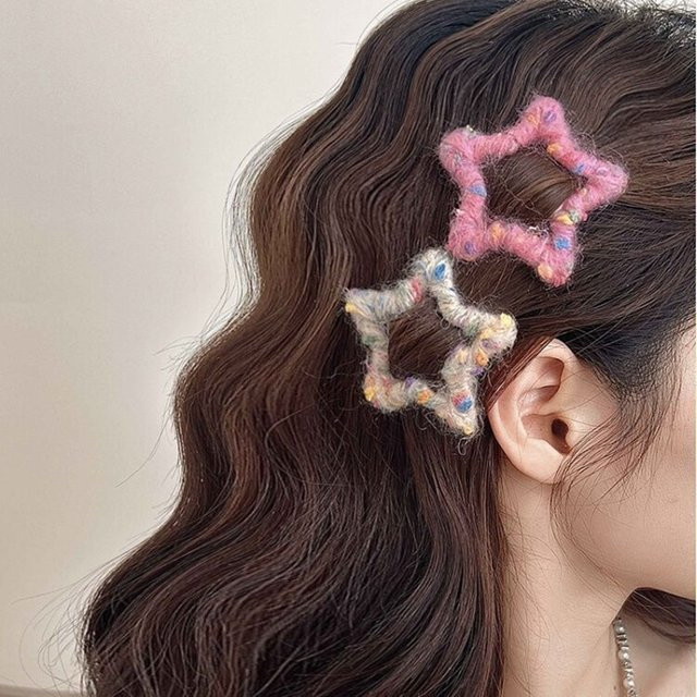 Stern-Haarspangen, bunte Strick-Haarspangen, Mädchen - Bild 1