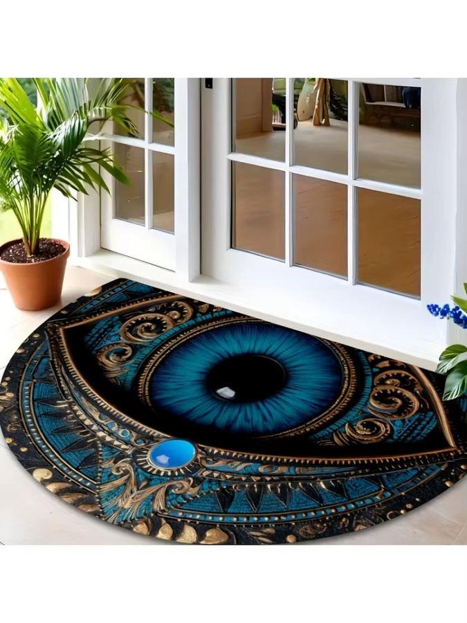 VIKAMA Blue-Eyed Flanell-Fußmatte in Blau, geräuschreduzierende und komfortable Eingangsmatte für Badezimmer und Wohnräume - Bild 5