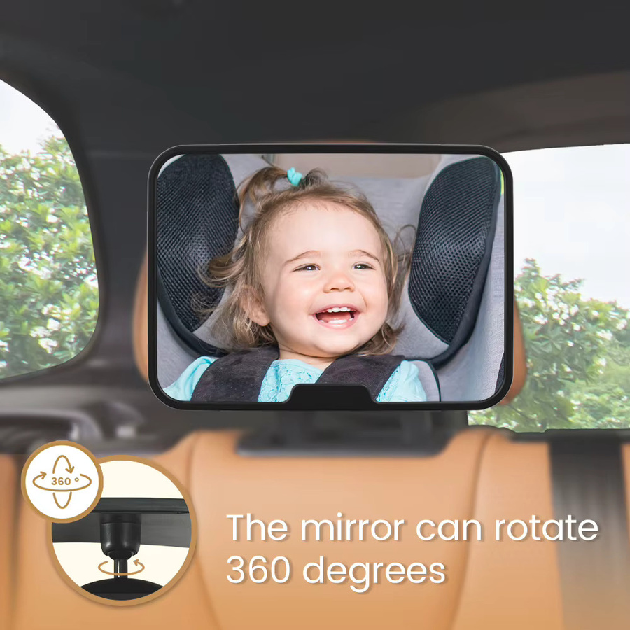 momo&dudu 360 Grad drehbarer bruchsicherer hochauflösender Rückspiegel für den Kindersitz im Auto in Schwarz - Bild 3