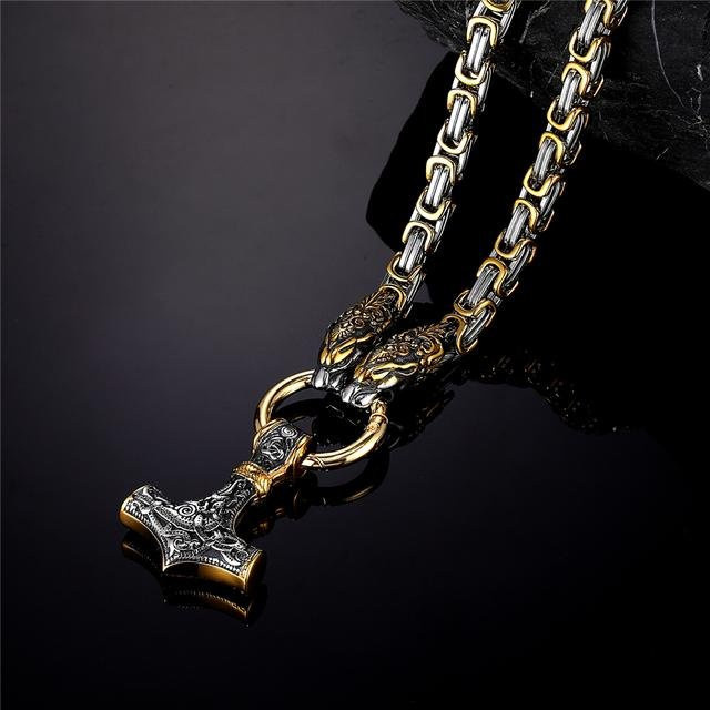 Anhänger Halskette Edelstahl, Gold, Herren, 90 cm - Bild 1