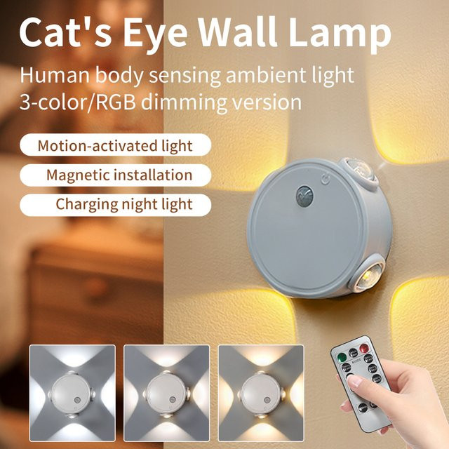 GGBEE LED Nachtleuchte mit Bewegungssensor, dimmbar und wiederaufladbar, magnetische kabellose Wandlampe in Weiß für Treppen und Schlafzimmer - Bild 1
