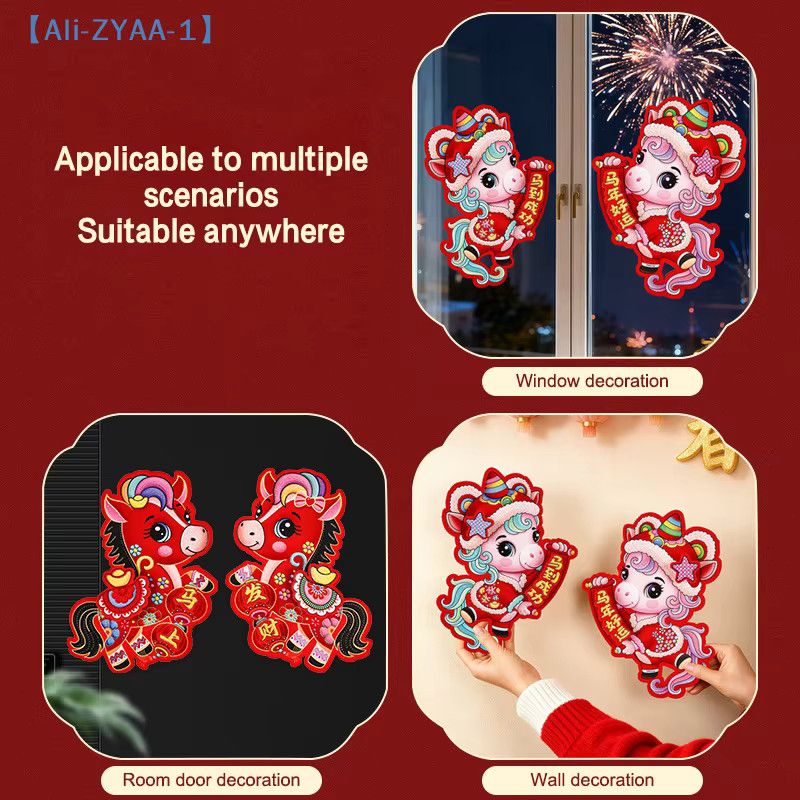 ZYAA-1 Paar Chinesische Neujahr Türdekoration 2026 Jahr des Pferdes 3D-Papier-Ausschnitt in Rot für das Frühlingsfest - Bild 3