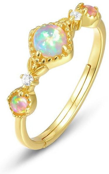 Ring Künstlicher Opal, 925 Silber, beige, Damen - Bild 1