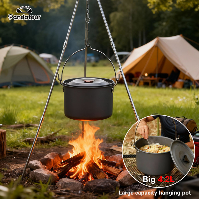 Pandatour Aluminium Hängetopf für Camping und Outdoor, Grau, 4,2 l - Bild 1
