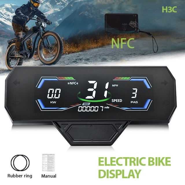 H3C Fahrradcomputer UART2 E-Bike Kilometerzähler, wasserdicht, Schwarz - Bild 1
